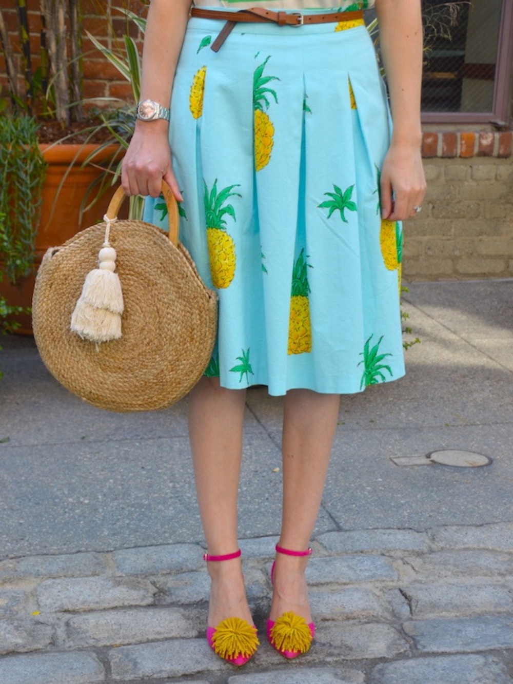 RSVP by TALBOTS Pineapple A-line Cotton Blend Full Skirt